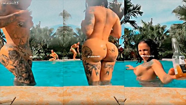 Mami Jordan Desnuda y Borracha en la Piscina