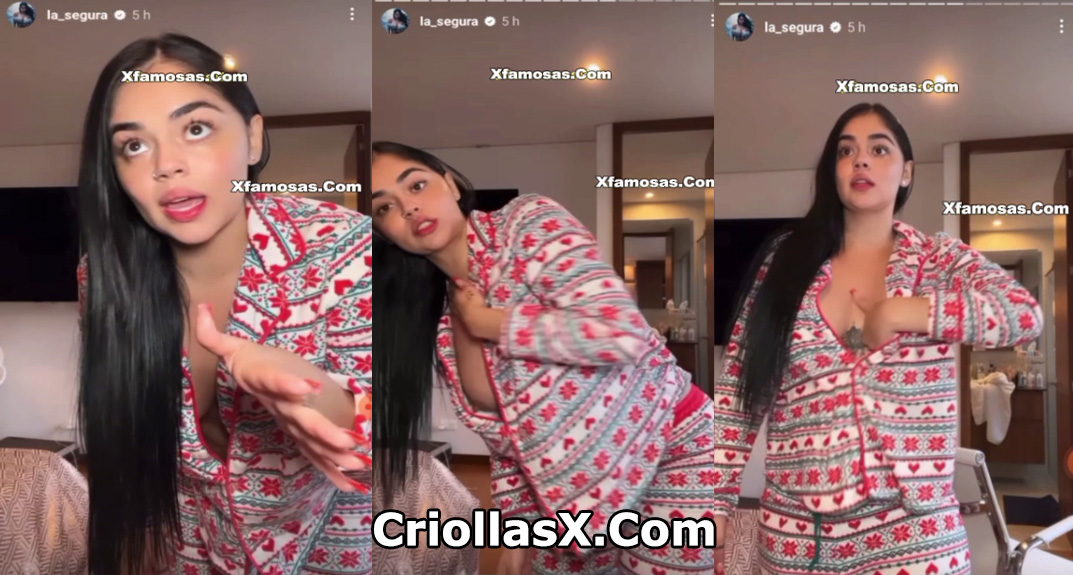 Descansidad de influencia colombiana segura muestra su pecho en una vida en vivo