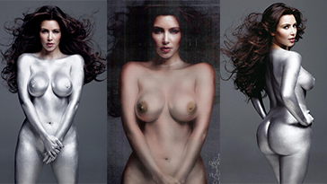 Kim Kardashian Nude Silver Body Paint Pintura